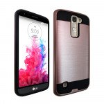 Wholesale LG K10 Premier LTE Iron Shield Hybrid Case (Rose Gold)